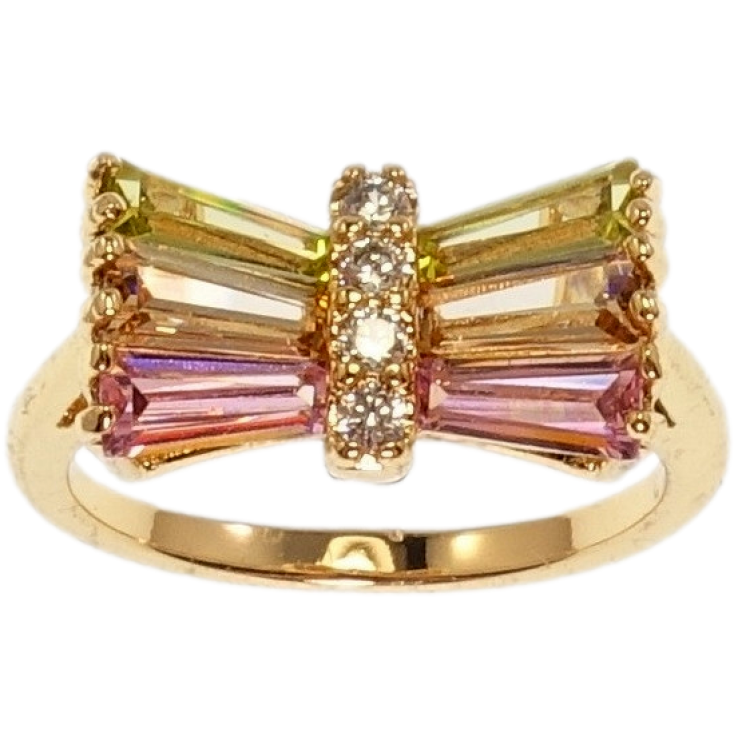 Кольцо Xuping Позолота 18K Бант с Разноцветными Кристаллами фото №25