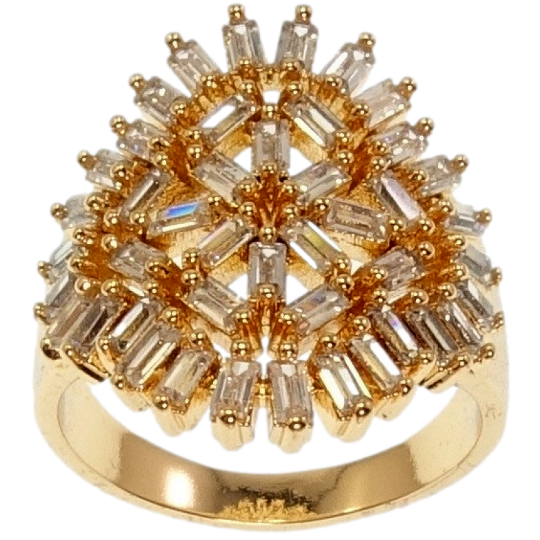 Кольцо Xuping Позолота 18K Декоративный Узор из Прямоугольных Кристаллов фото №1