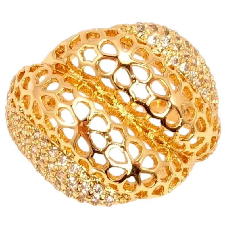 Кольцо Xuping Позолота 18K Резной Цветочный Узор и Инкрустация Цирконий фото №1