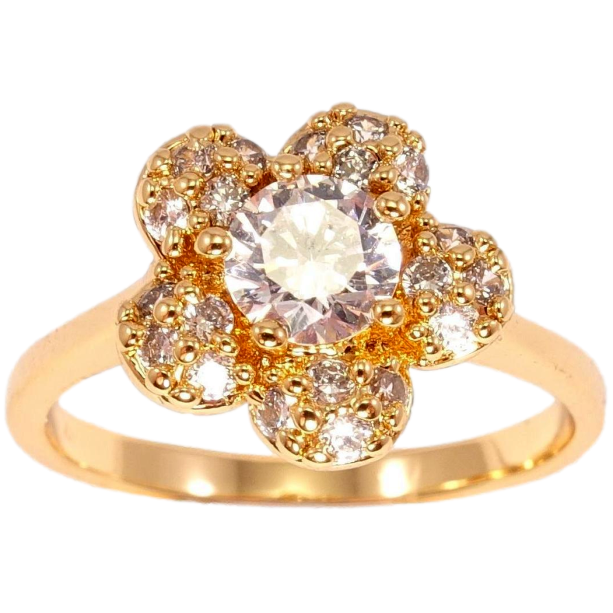 Кольцо Xuping Позолота 18K Цветок с инкрустацией цирконий вставка кристалл фото №1