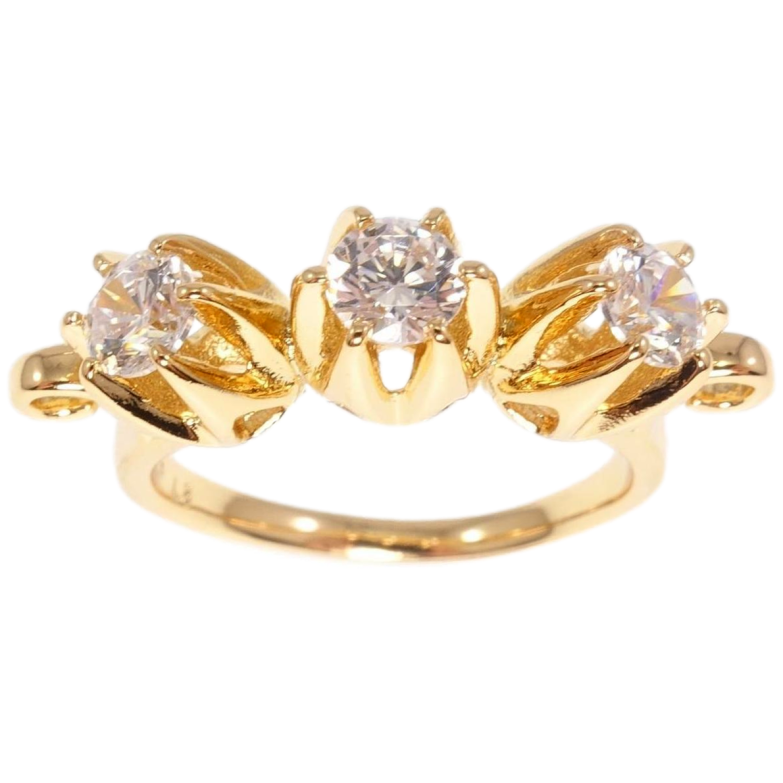 Кольцо Xuping Позолота 18K Три цветочных бутона фото №10