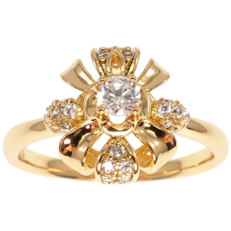 Кольцо Xuping Позолота 18K Цветок с чередующимися закрученными лепестками фото №1