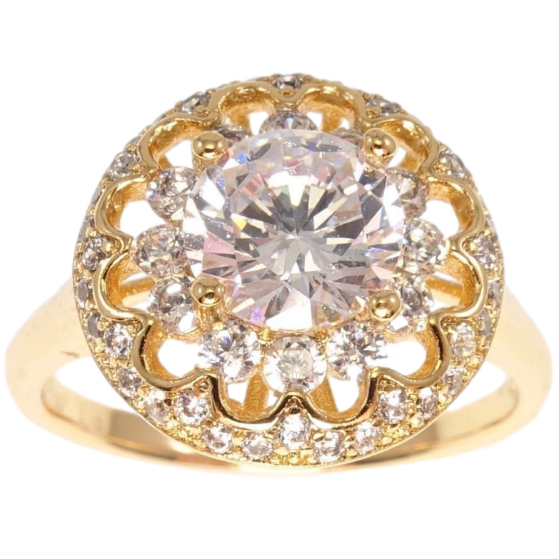 Кольцо Xuping Позолота 18K Кристалл в круглой оправе с волнистыми вырезами в форме лепестков фото №1