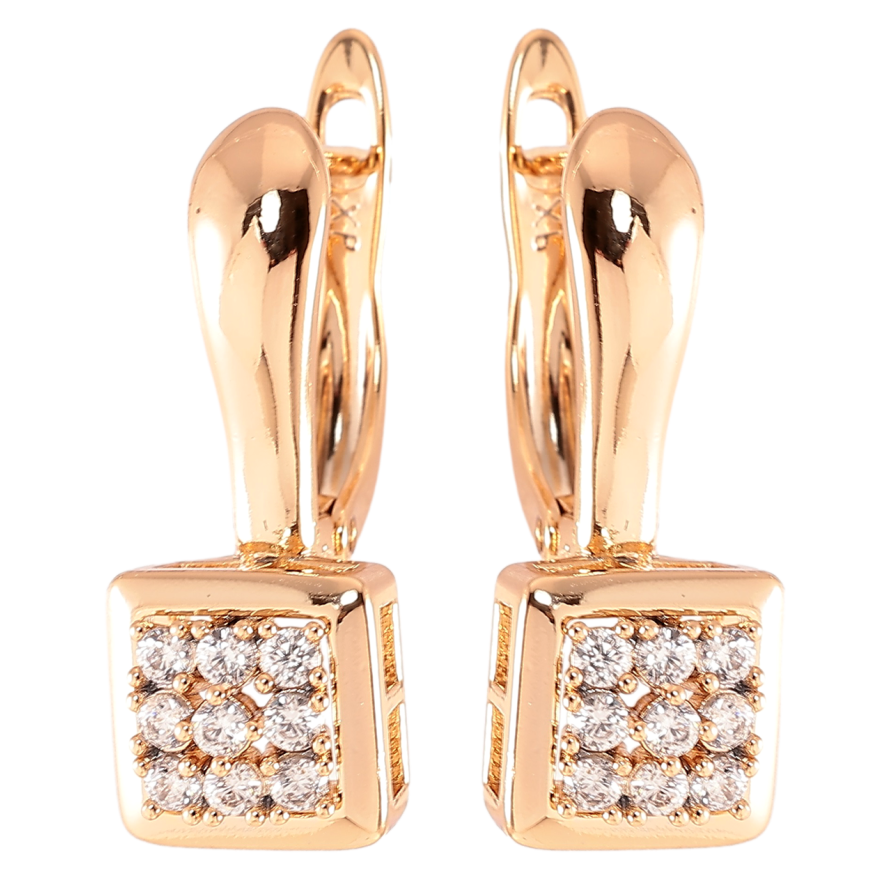 Серьги Xuping Позолота 18K английский замок Инкрустация цирконием фото №1