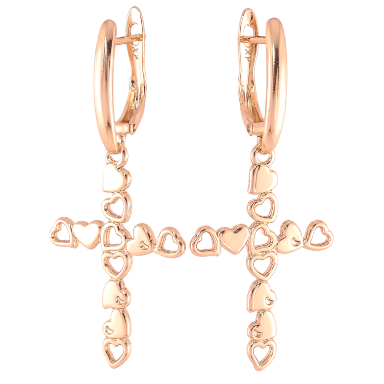 Серьги Xuping Позолота 18K английский замок Крестики из сердечек фото №1