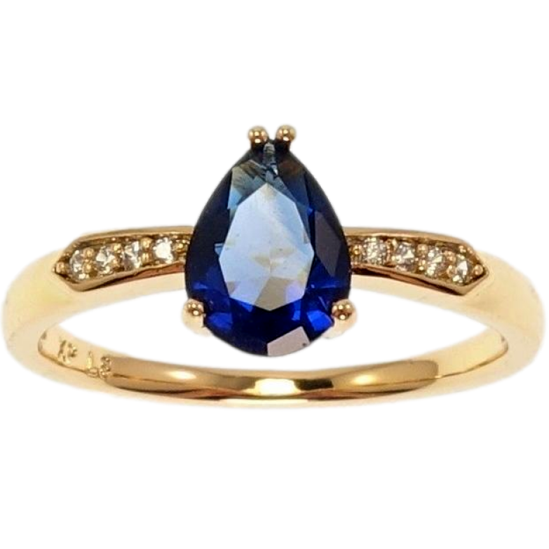 Каблучка Xuping Позолота 18K Синя кришталева крапля фото №1