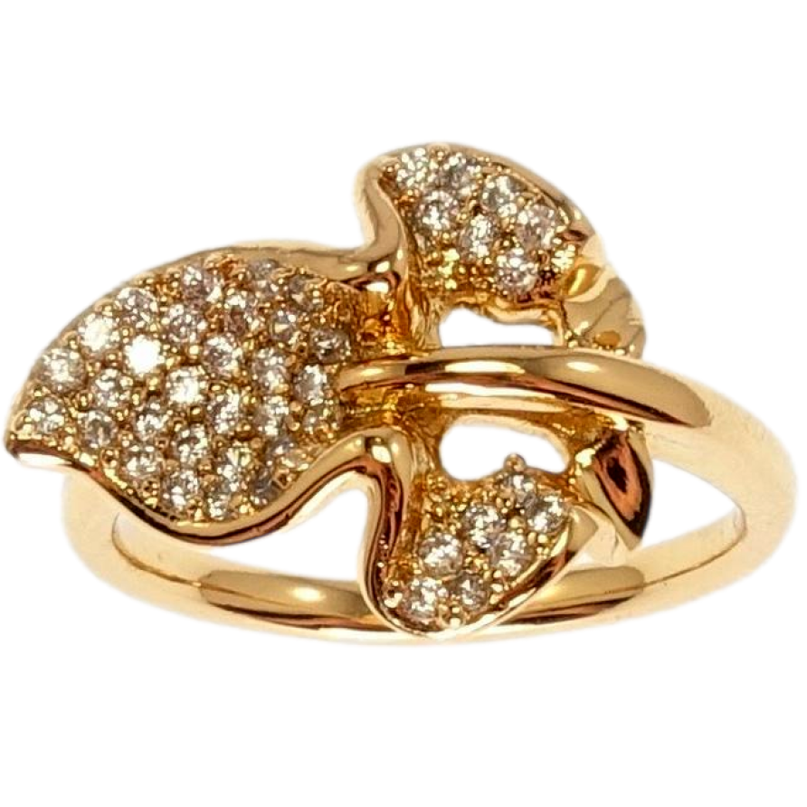 Кольцо Xuping Позолота 18K Лист с инкрустацией цирконием фото №1