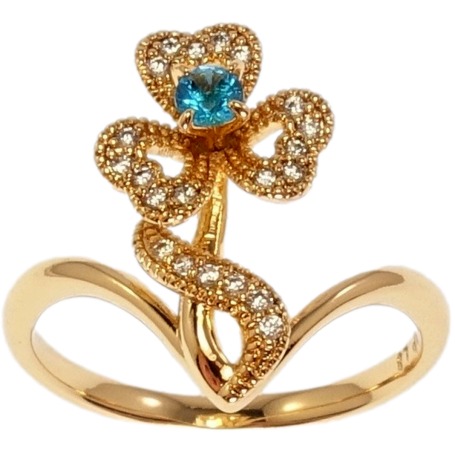 Кольцо Xuping Позолота 18K Магический трилистник с голубым кристаллом фото №1