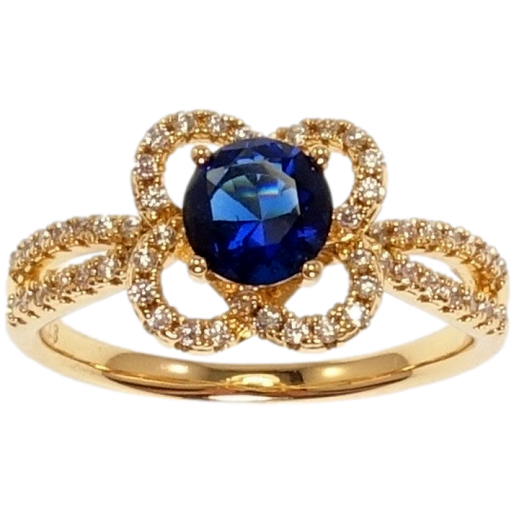 Кольцо Xuping Позолота 18K Цветок с синим кристаллом и цирконием фото №13