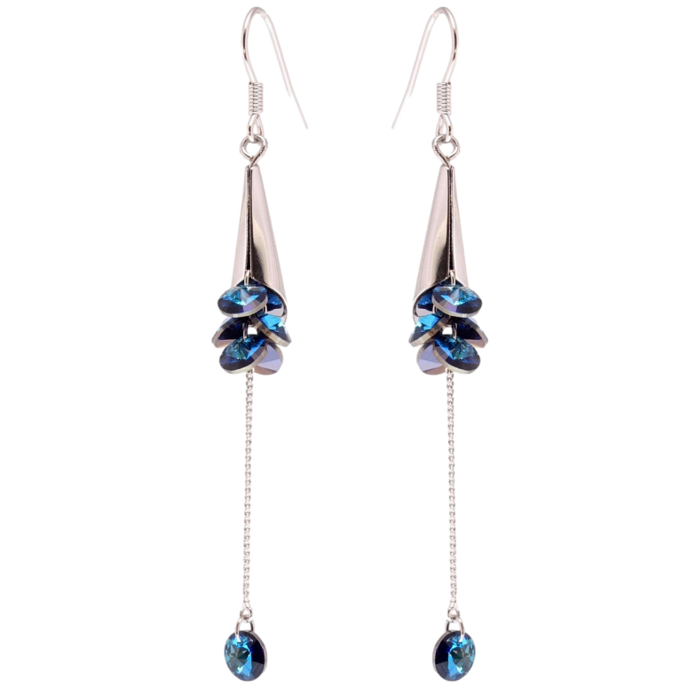 Серьги Xuping цвет Родий с кристаллами Swarovski французский замок Изящные подвески с кристаллами Bermuda фото №7