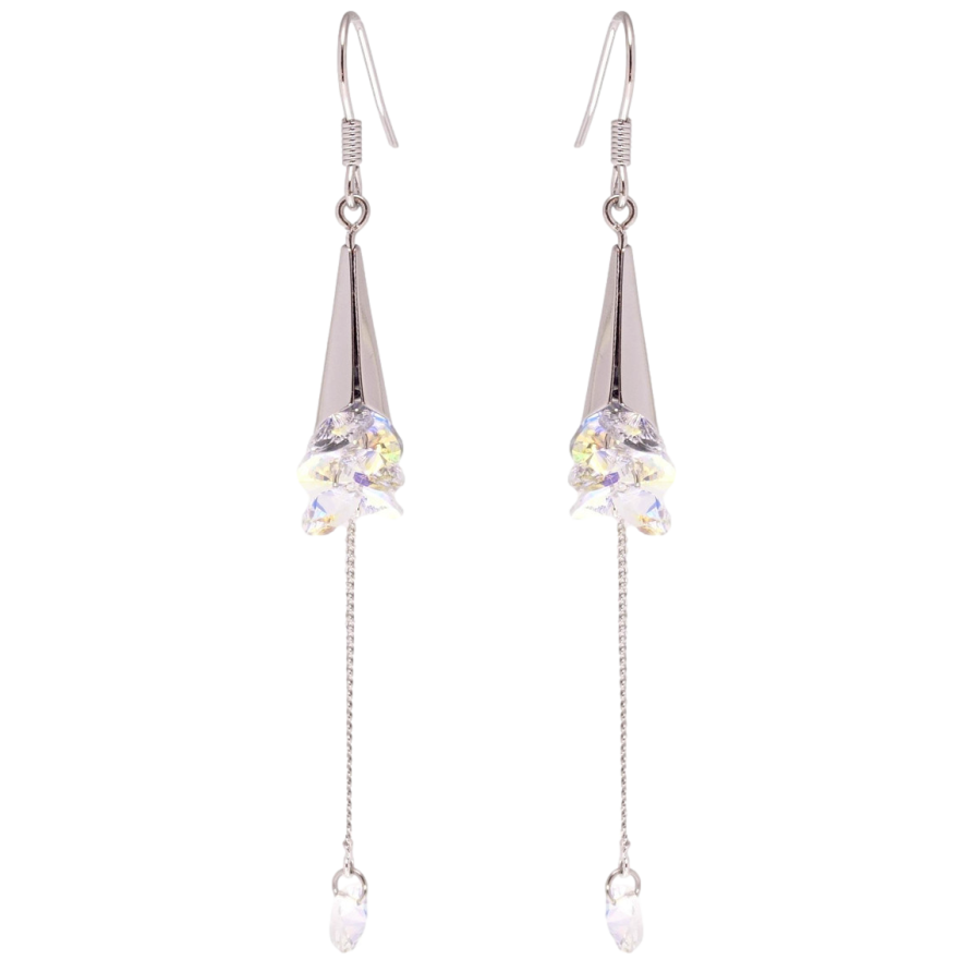 Сережки Xuping колір Родій з кристалами Swarovski французький замок Витончені підвіски з кристалами Shimmer фото №1