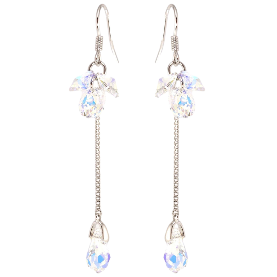 Сережки Xuping колір Родій з кристалами Swarovski французький замок Кристали Shimmer на ланцюжку фото №1