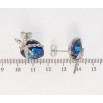 Сережки Xuping колір Родій з кристалами Swarovski пусети Стрекоза з кристалом Bermuda Blue фото №2