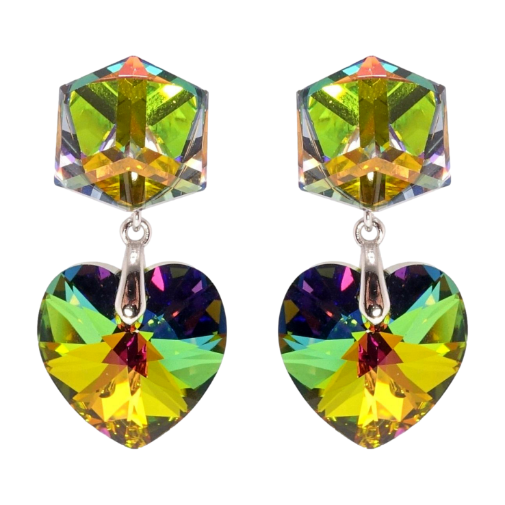 Сережки Xuping колір Родій з кристалами Swarovski пусети Кристали Vitrail Medium фото №12