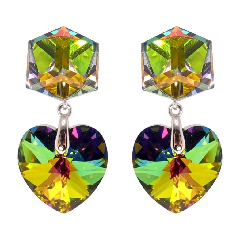 Серьги Xuping цвет Родий с кристаллами Swarovski пусеты Кристаллы Vitrail Medium фото №9