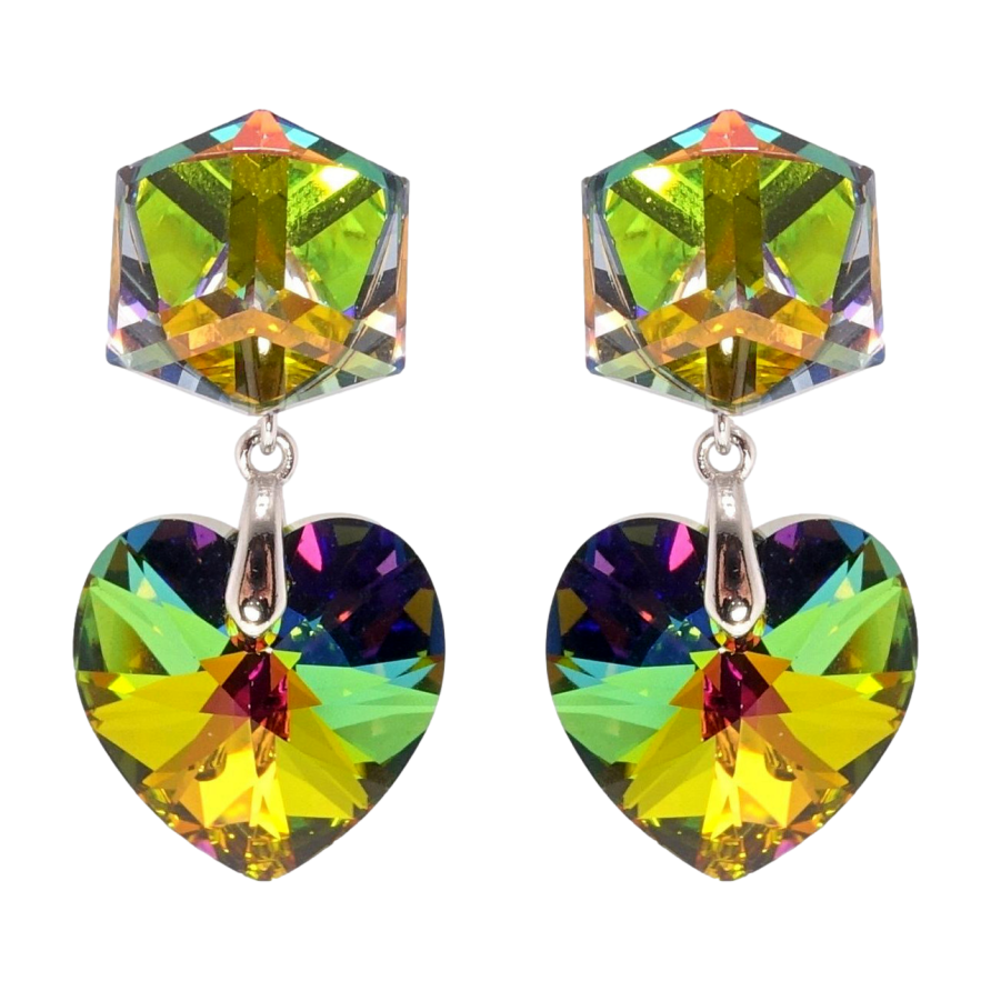 Сережки Xuping колір Родій з кристалами Swarovski пусети Кристали Vitrail Medium фото №1