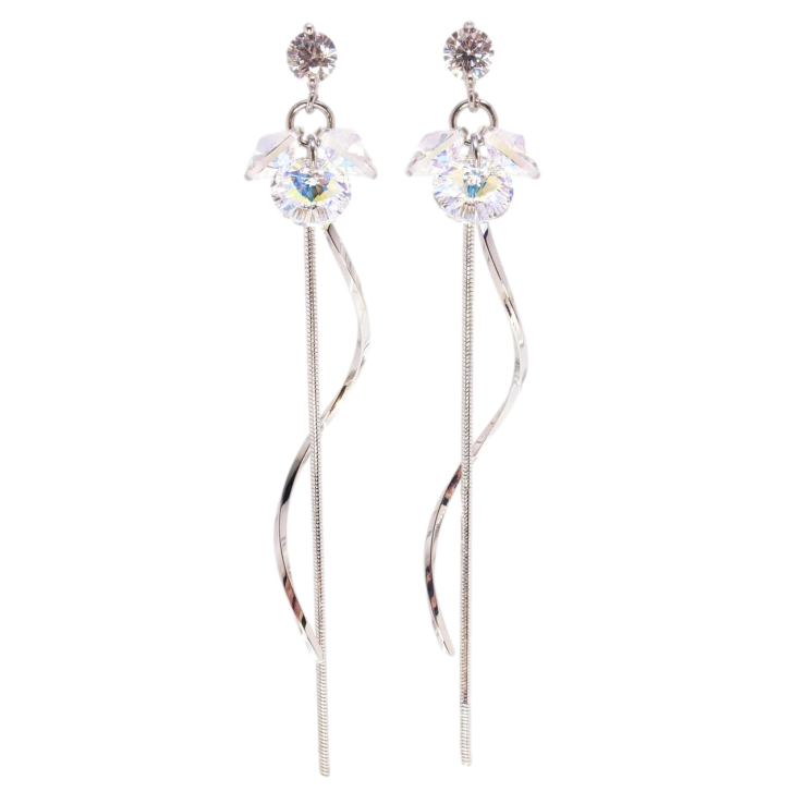 Сережки Xuping колір Родій з кристалами Swarovski пусети Витончені підвіски з кристалами Moonlightr фото №20