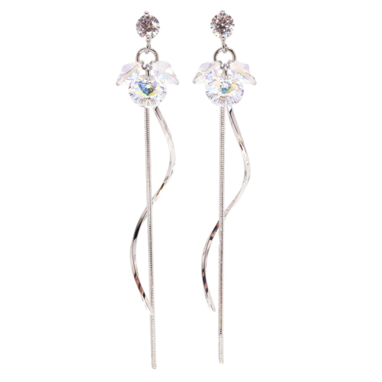 Серьги Xuping цвет Родий с кристаллами Swarovski пусеты Изящные подвески с кристаллами  Moonlightr фото №1