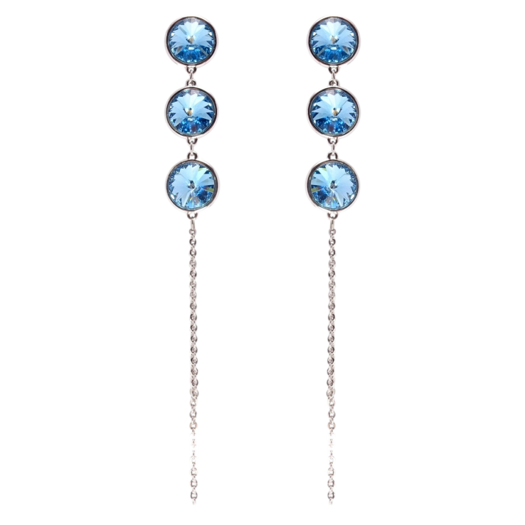 Сережки Xuping колір Родій з кристалами Swarovski пусети Кристали Laguna Delite на ланцюжку фото №25