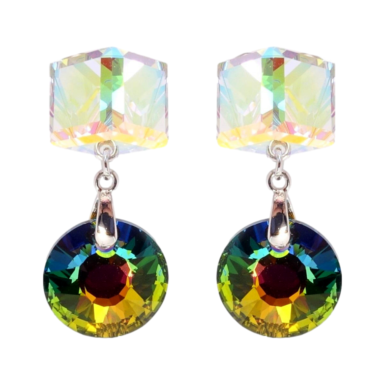 Серьги Xuping цвет Родий с кристаллами Swarovski пусеты Кристальные подвески фото №18