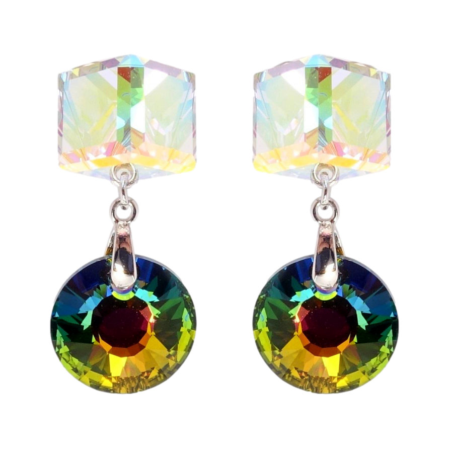 Серьги Xuping цвет Родий с кристаллами Swarovski пусеты Кристальные подвески фото №1