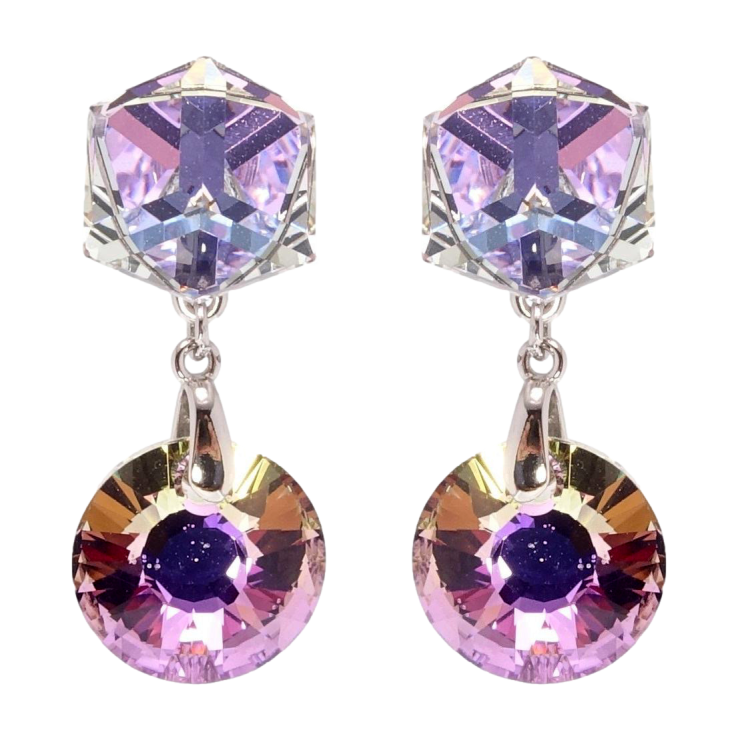 Сережки Xuping колір Родій з кристалами Swarovski пусети Геометрична конструкція з кристалами Paradise фото №4