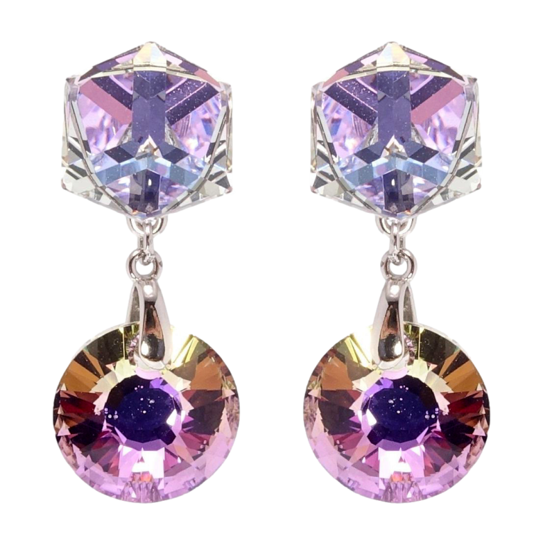 Серьги Xuping цвет Родий с кристаллами Swarovski пусеты Геометрическая конструкция с кристаллами Paradise фото №17