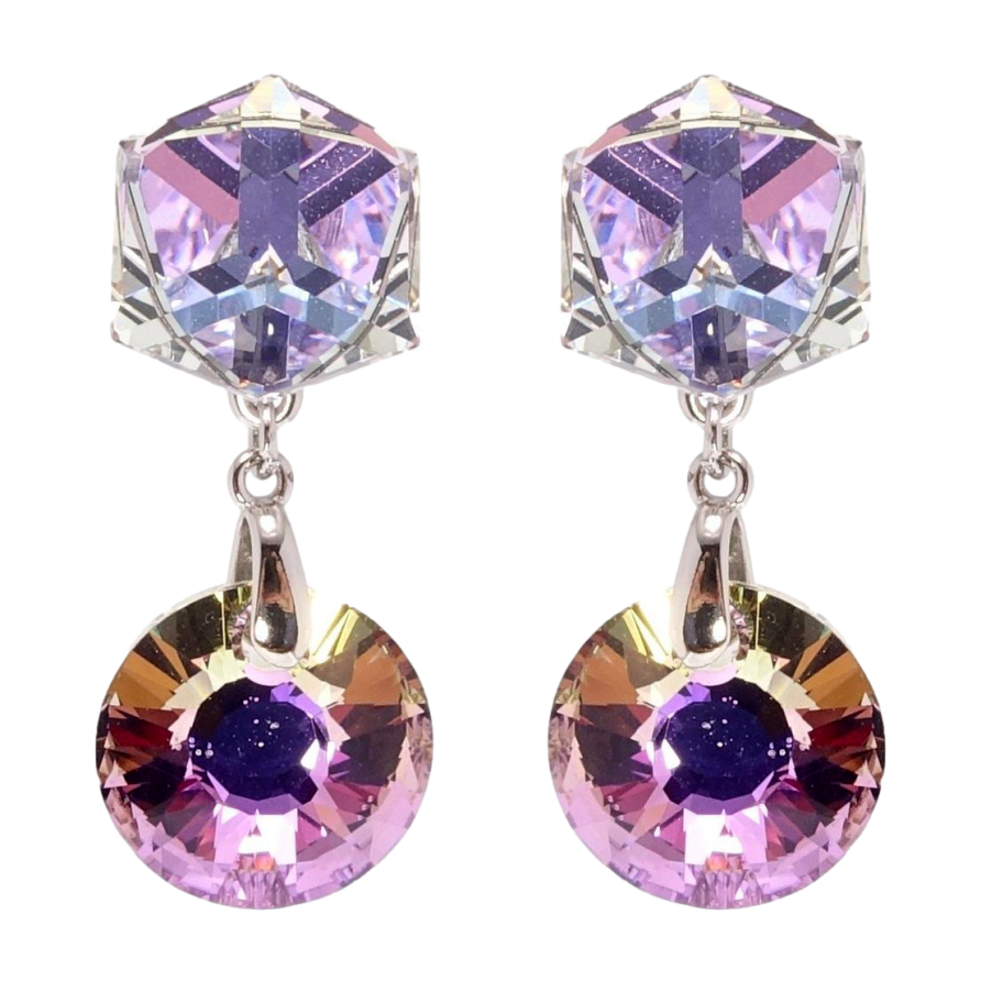 Сережки Xuping колір Родій з кристалами Swarovski пусети Геометрична конструкція з кристалами Paradise фото №1