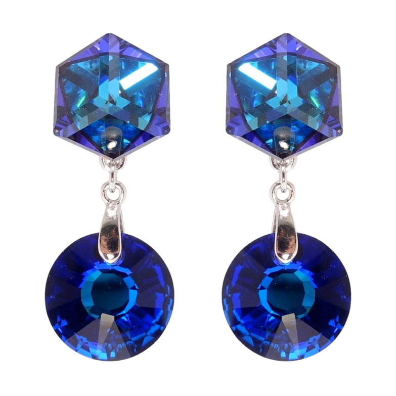 Сережки Xuping колір Родій з кристалами Swarovski пусети Кристальні підвіски фото №3