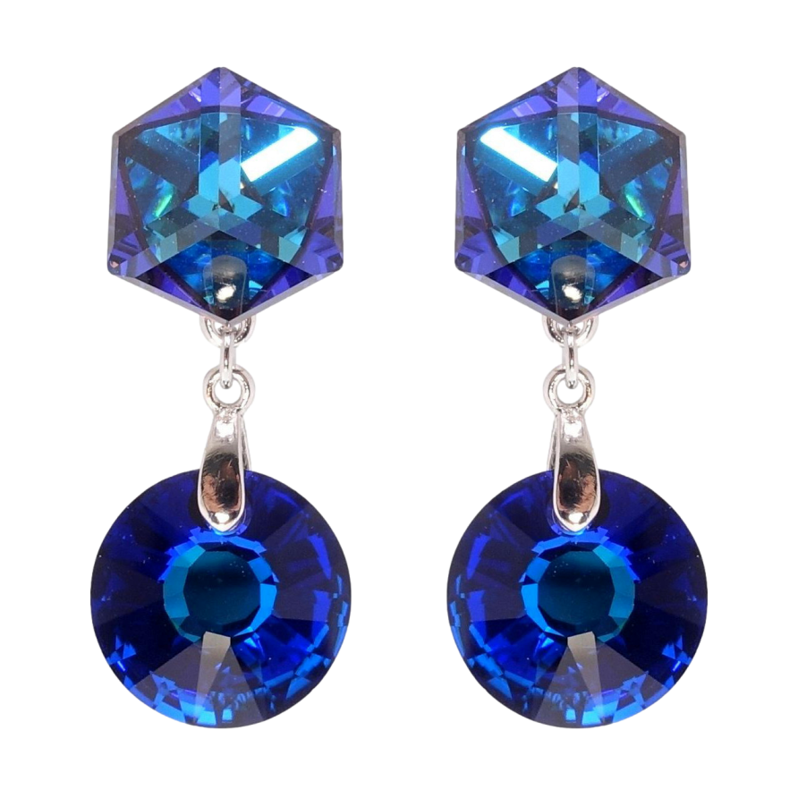 Сережки Xuping колір Родій з кристалами Swarovski пусети Кристальні підвіски фото №1