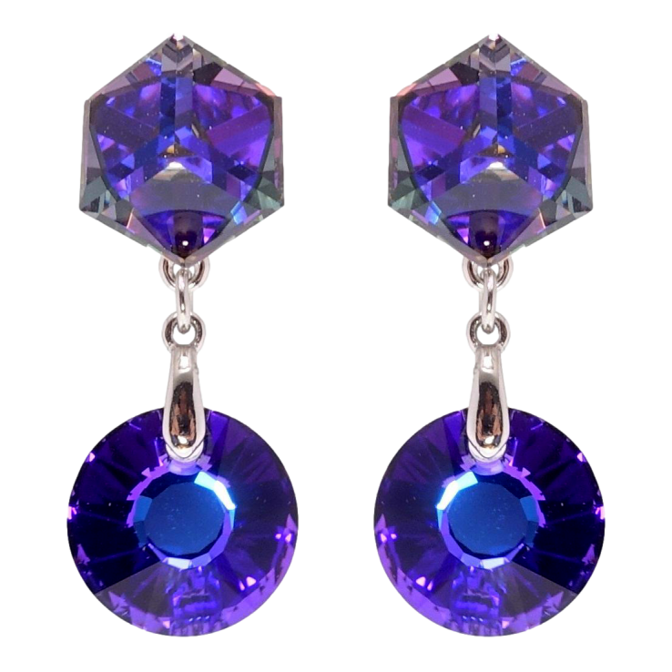 Сережки Xuping колір Родій з кристалами Swarovski пусети Кришталеві підвіски Cobalt фото №14