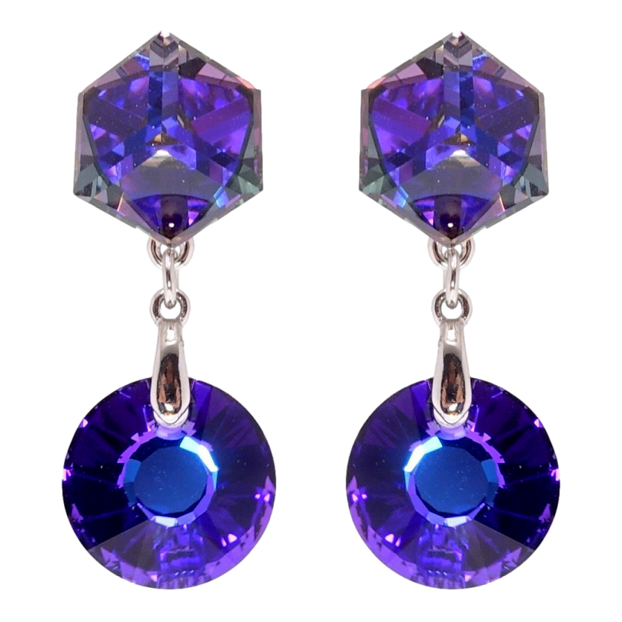 Сережки Xuping колір Родій з кристалами Swarovski пусети Кришталеві підвіски Cobalt фото №1