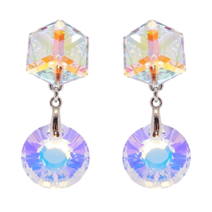 Сережки Xuping колір Родій з кристалами Swarovski пусети Кришталеві підвіски Moonlight фото №22