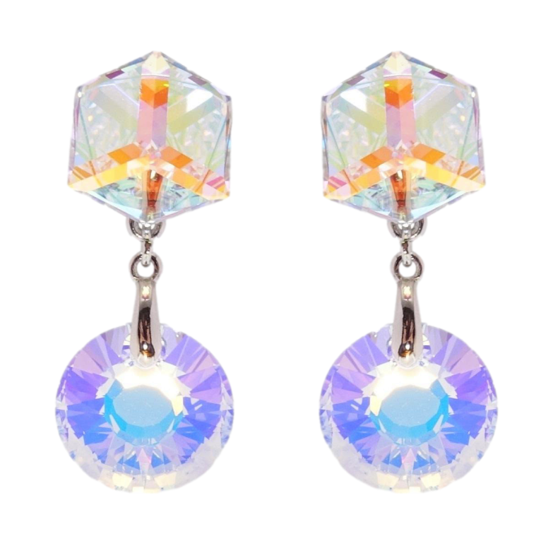 Серьги Xuping цвет Родий с кристаллами Swarovski пусеты Кристальные подвески Moonlight фото №1