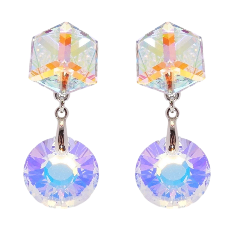 Сережки Xuping колір Родій з кристалами Swarovski пусети Кришталеві підвіски Moonlight фото №1