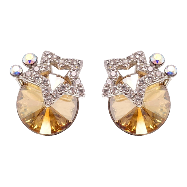 Сережки Xuping колір Родій з кристалами Swarovski пусети Зірки з кристалом Golden Shadow фото №9