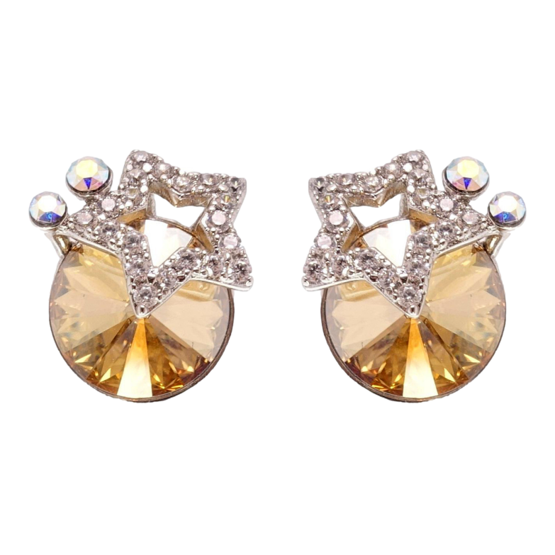 Серьги Xuping цвет Родий с кристаллами Swarovski пусеты Звезды с кристаллом Golden Shadow фото №1