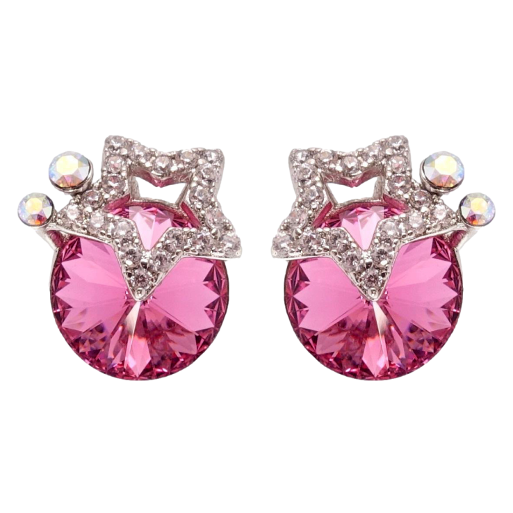 Сережки Xuping колір Родій з кристалами Swarovski пусети Зірки з кристалом Rose фото №19