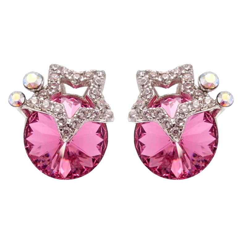 Серьги Xuping цвет Родий с кристаллами Swarovski пусеты Звезды с кристаллом Rose фото №12