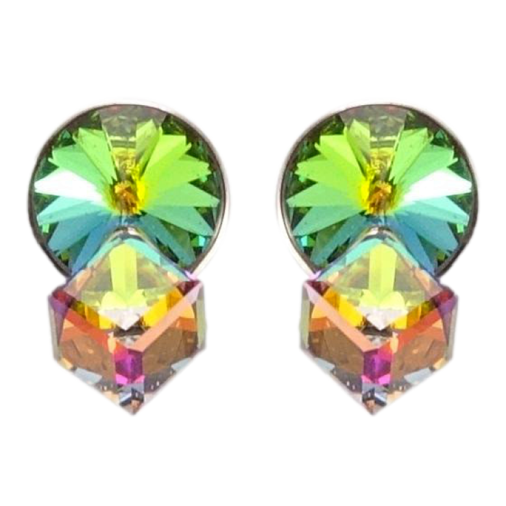 Сережки Xuping колір Родій з кристалами Swarovski пусети Кристали Vitrail Medium фото №13