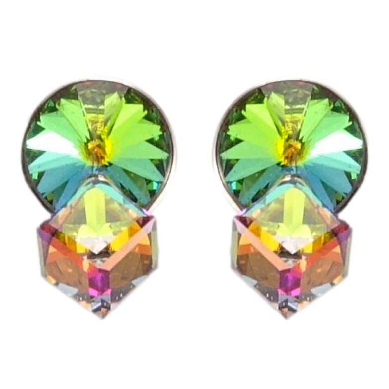 Серьги Xuping цвет Родий с кристаллами Swarovski пусеты Кристаллы  Vitrail Medium фото №1