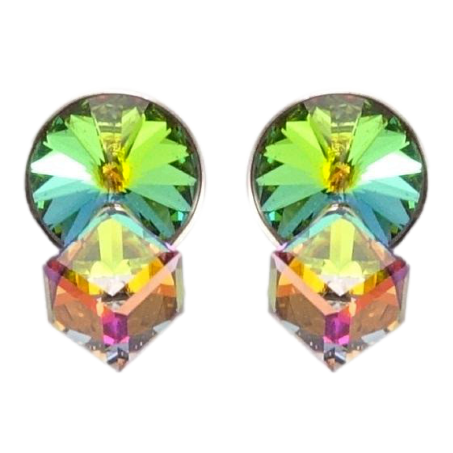 Сережки Xuping колір Родій з кристалами Swarovski пусети Кристали Vitrail Medium фото №1