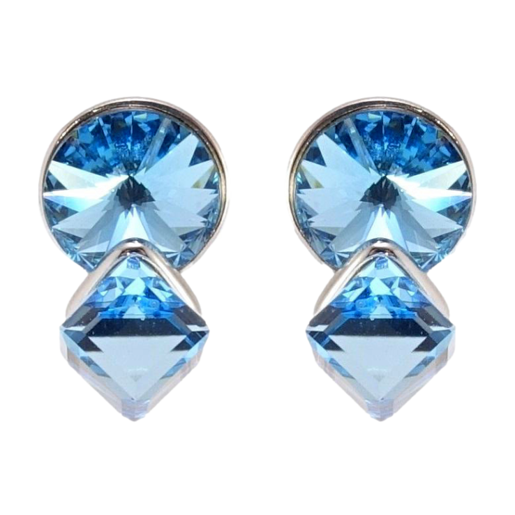 Сережки Xuping колір Родій з кристалами Swarovski пусети Кристали Aquamarine фото №3