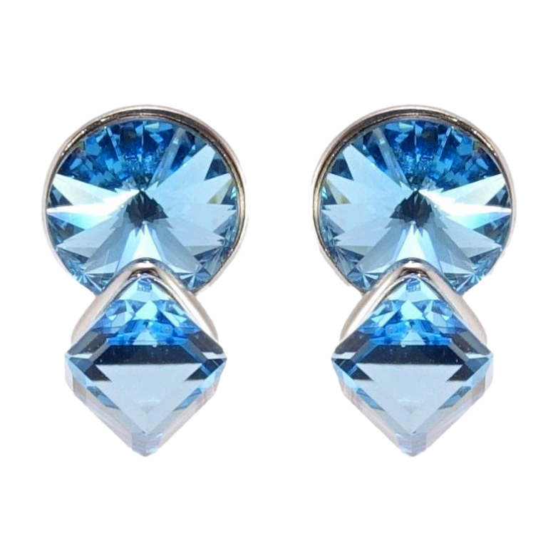 Серьги Xuping цвет Родий с кристаллами Swarovski пусеты Кристаллы  Aquamarine фото №1