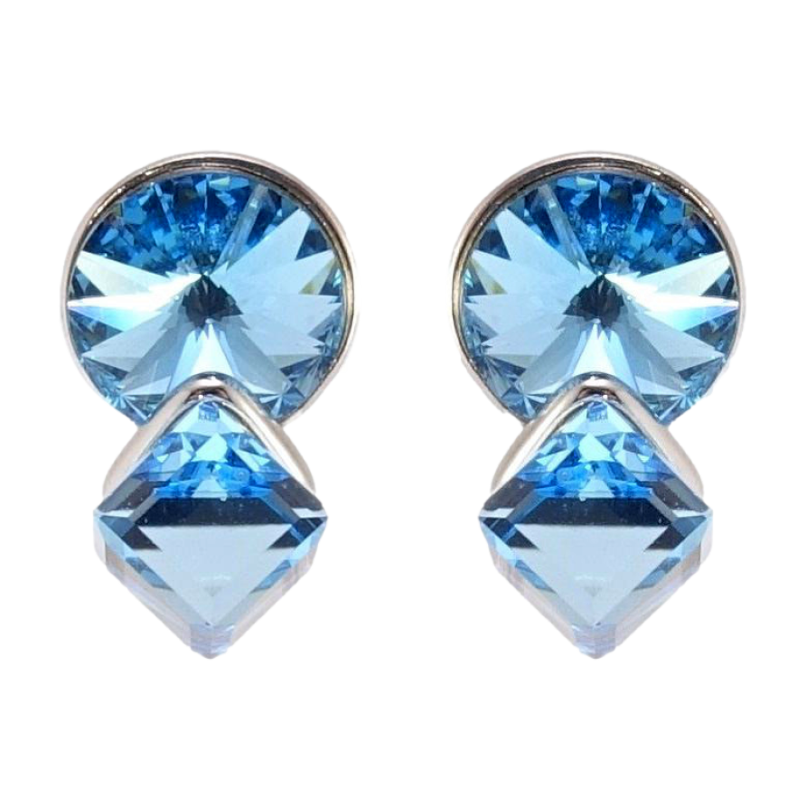 Сережки Xuping колір Родій з кристалами Swarovski пусети Кристали Aquamarine фото №1