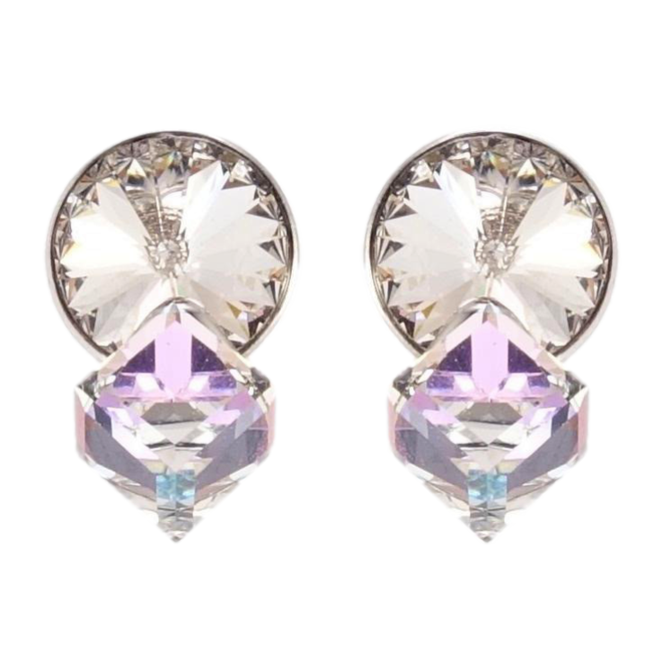 Сережки Xuping колір Родій з кристалами Swarovski пусети Кристали Lavender і Clear фото №17