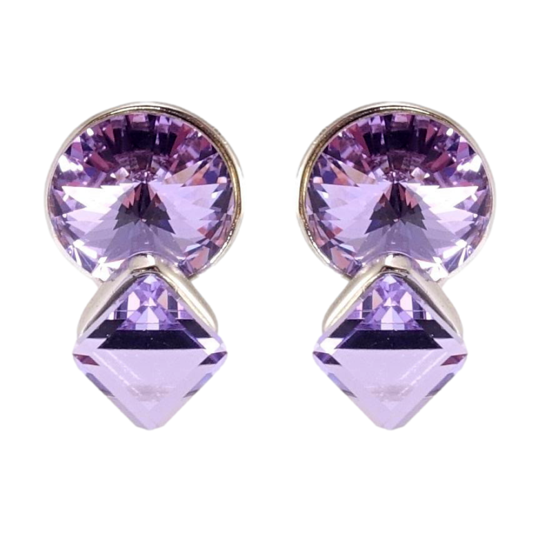 Сережки Xuping колір Родій з кристалами Swarovski пусети Кристали Tanzanite фото №1