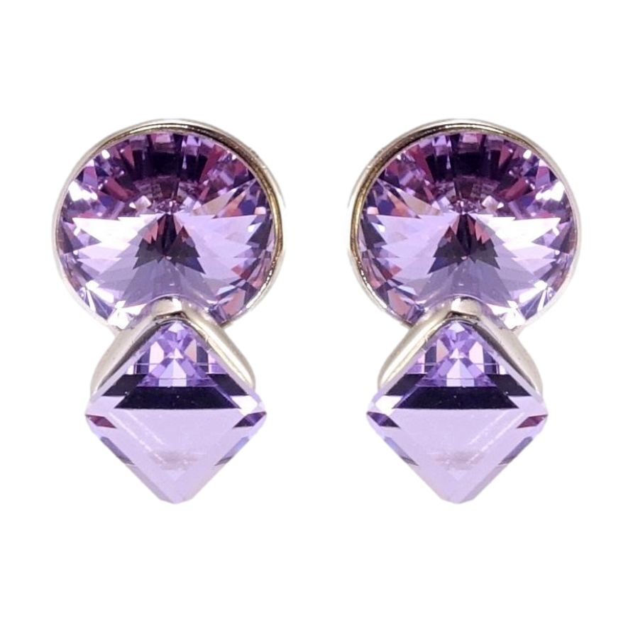 Сережки Xuping колір Родій з кристалами Swarovski пусети Кристали Tanzanite фото №1