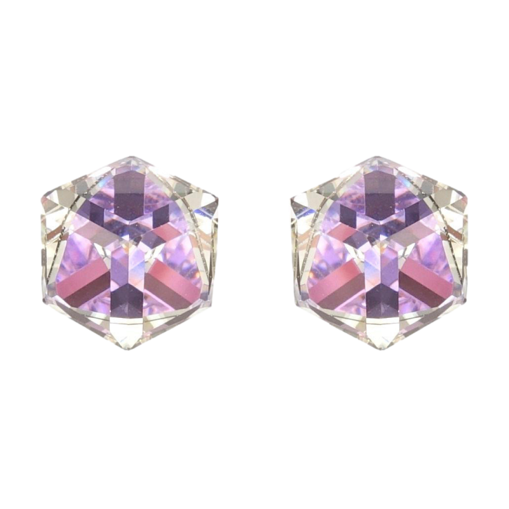 Сережки Xuping колір Родій з кристалами Swarovski пусети Кристальні куби Provence Lavender 8х8мм фото №17