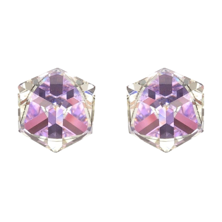 Сережки Xuping колір Родій з кристалами Swarovski пусети Кристальні куби Provence Lavender 8х8мм фото №1